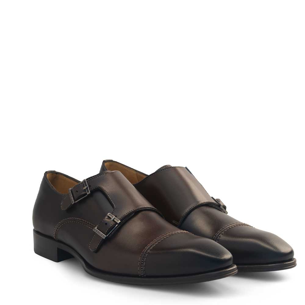 Calf Cap Toe Double Monk Strap