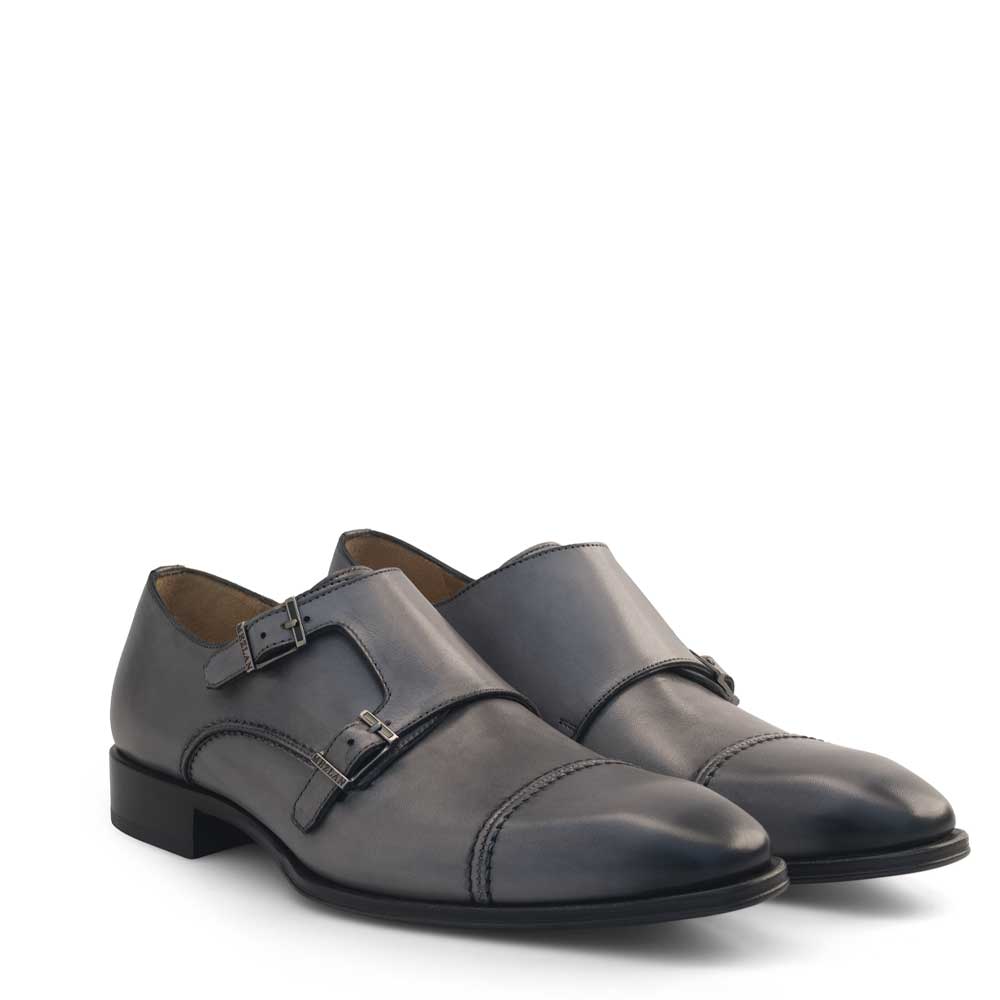 Calf Cap Toe Double Monk Strap