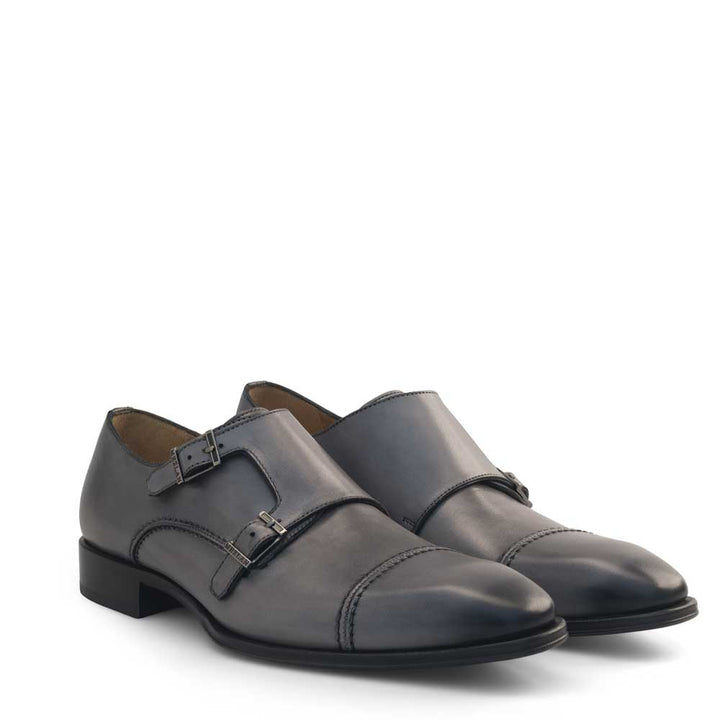 Calf Cap Toe Double Monk Strap