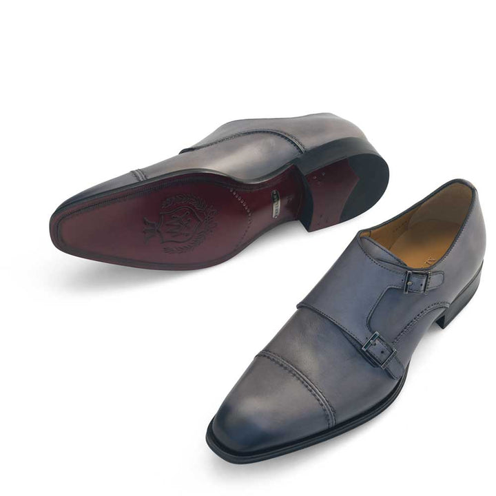 Calf Cap Toe Double Monk Strap