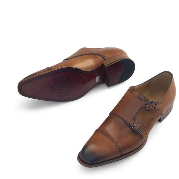 Calf Cap Toe Double Monk Strap