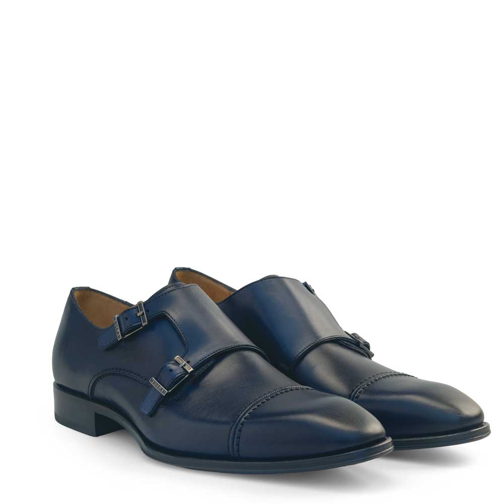Calf Cap Toe Double Monk Strap