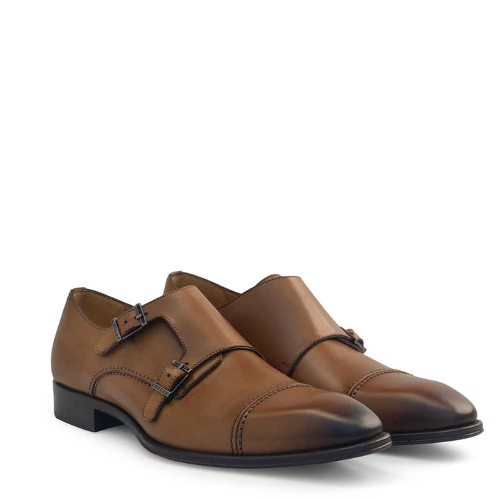 Calf Cap Toe Double Monk Strap
