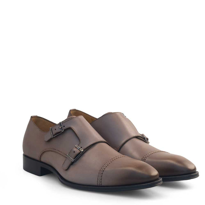 Calf Cap Toe Double Monk Strap