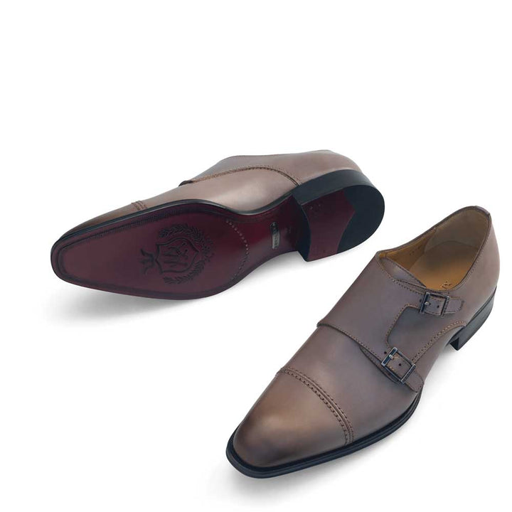 Calf Cap Toe Double Monk Strap