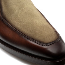 Load image into Gallery viewer, Two-Tone Suede/Leather Slip On
