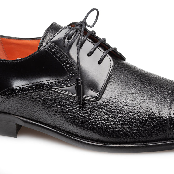 Hi-Shine Calf/Deer Cap Toe Derby