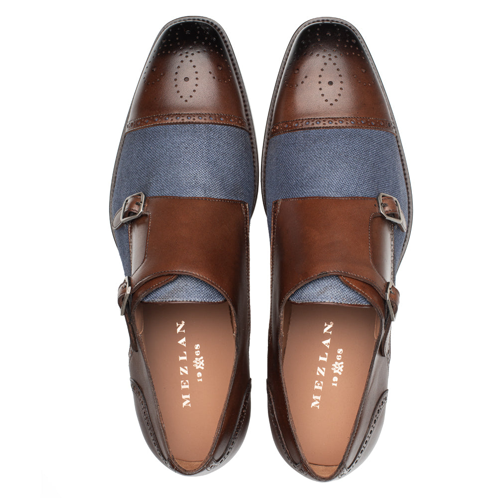 Calf/Linen Cap Toe Double Monk