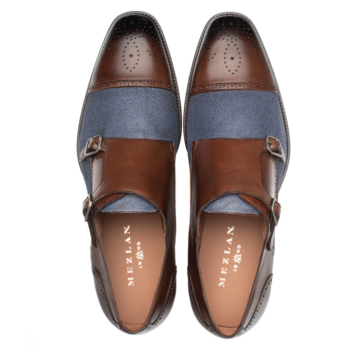 Calf/Linen Cap Toe Double Monk
