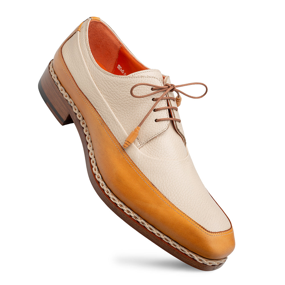 Mezlan Two-Tone Cream & Tan Leather Derby Oxfords Mezlan Principe Patina Leather Derby main image 4
