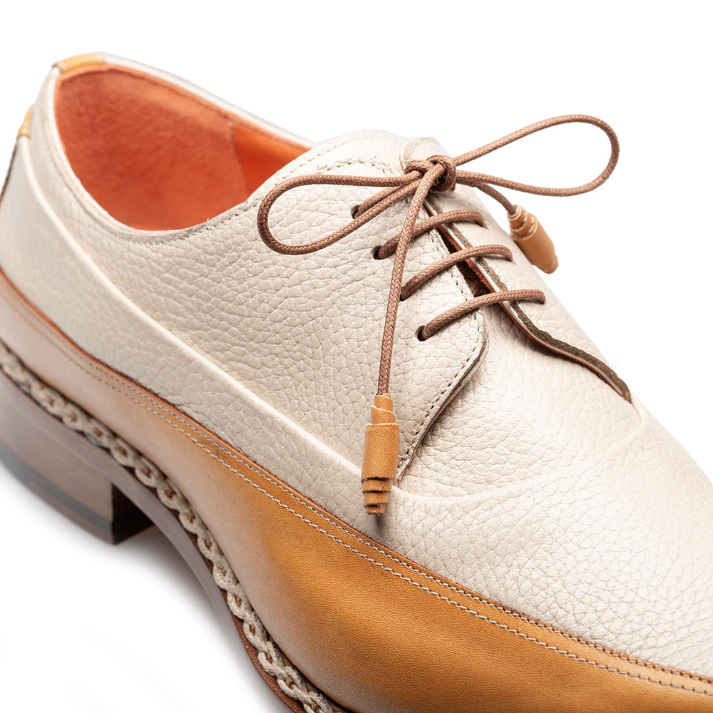 Mezlan Two-Tone Cream & Tan Leather Derby Oxfords Mezlan Principe Patina Leather Derby main image 3