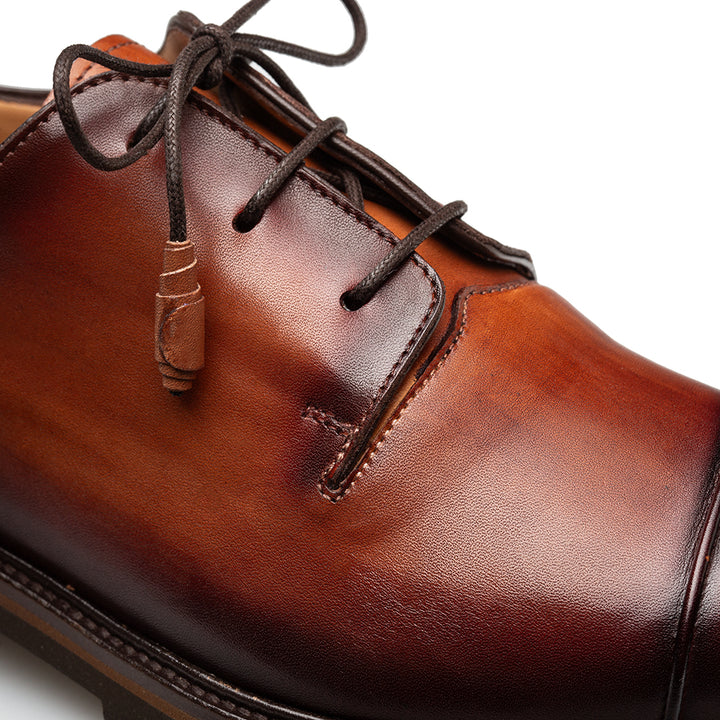 Rugged Patina Calf Cap Toe Derby