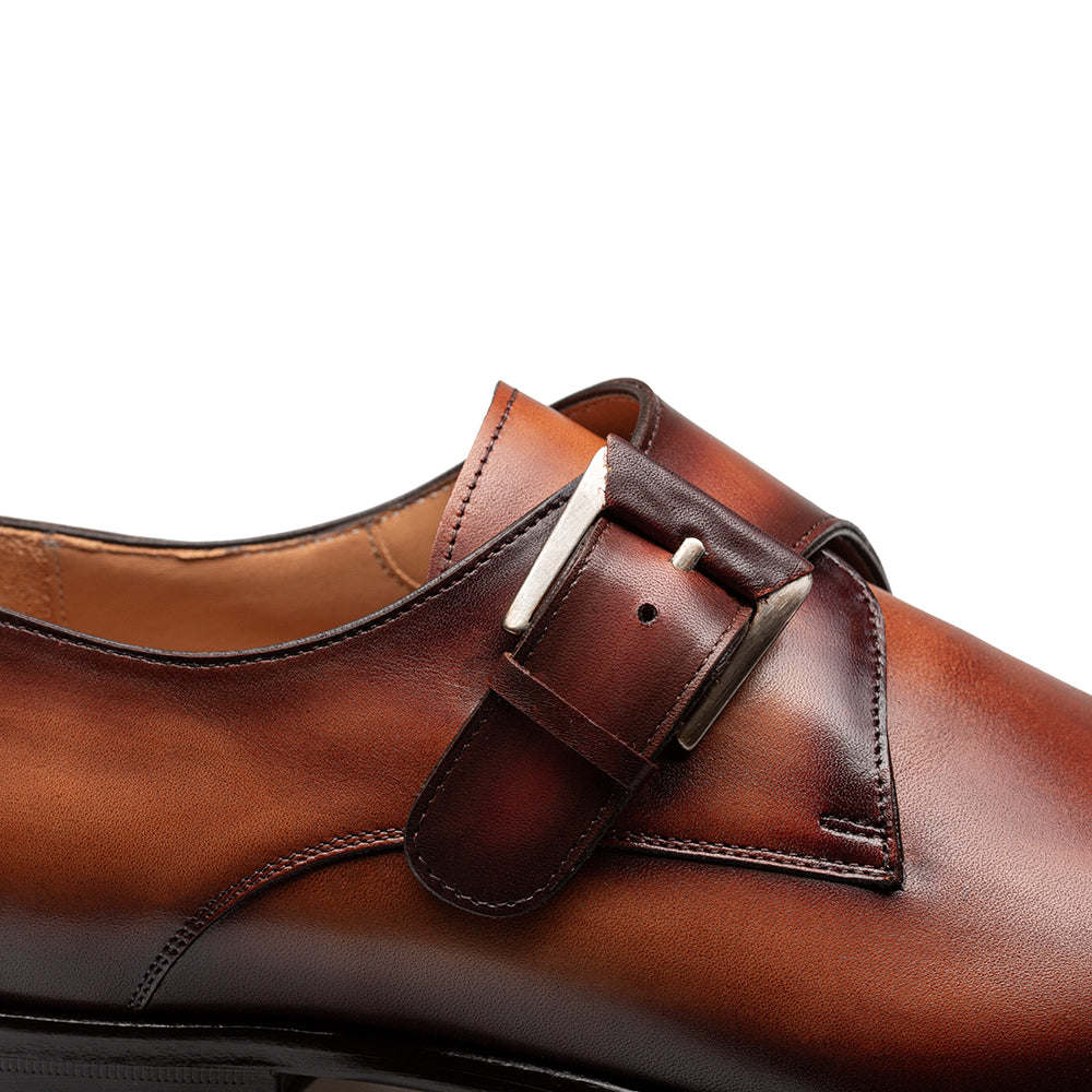 Patina Calf Plain Toe Monk