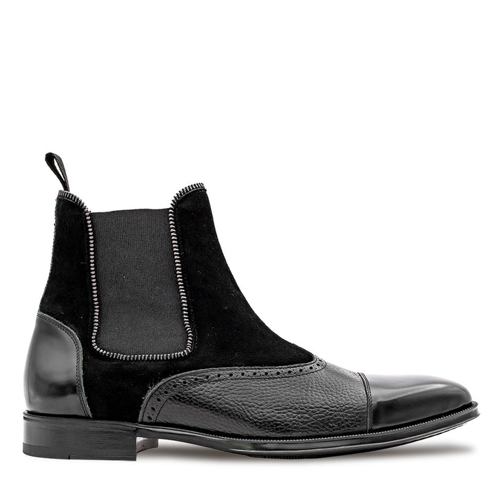 Calf/Suede Cap Toe Boot