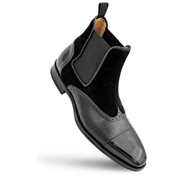 Calf/Suede Cap Toe Boot