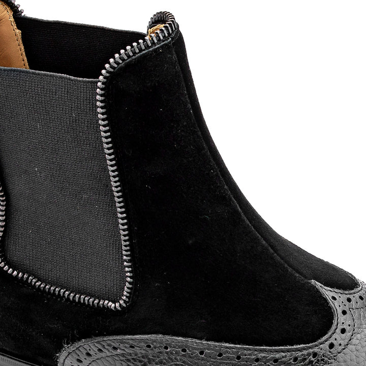 Calf/Suede Cap Toe Boot