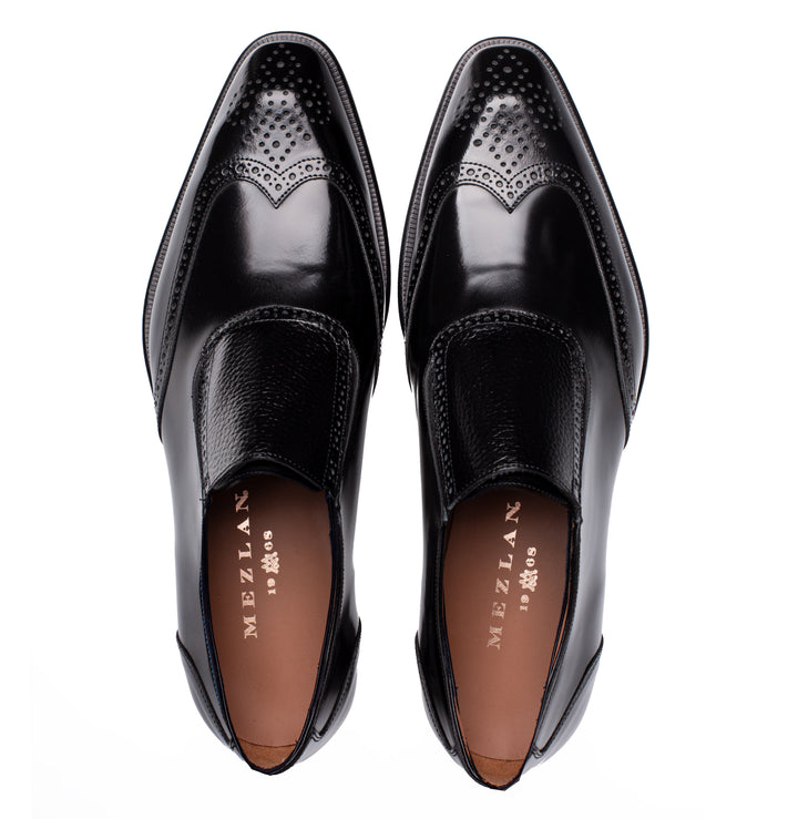 Liberty II Shiny Calf Wing Tip Medallion Slip On