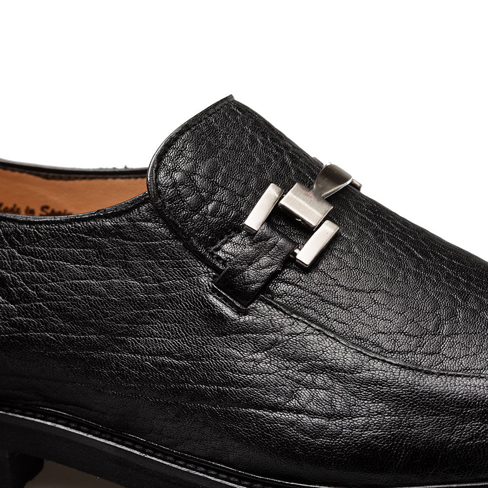 Pebbled Lug Sole Ornament Loafer