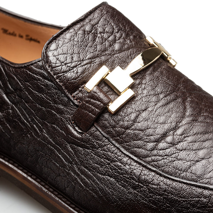 Pebbled Lug Sole Ornament Loafer