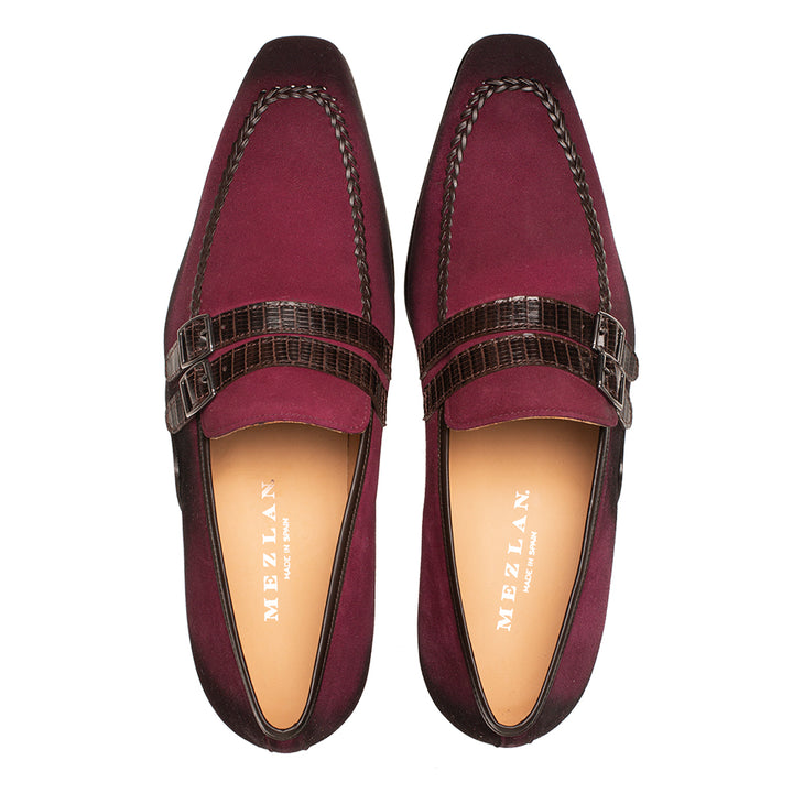 Suede/Lizard Double Strap Loafer