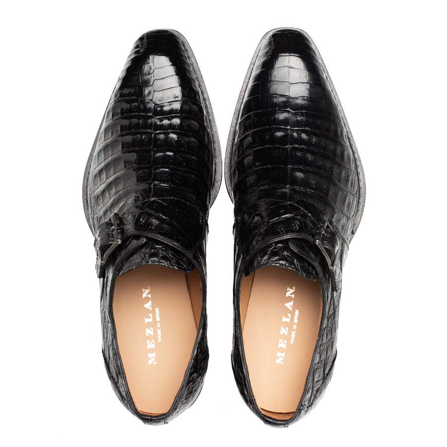 Mezlan Gigolo Brown Crocodile Monk Strap Loafers