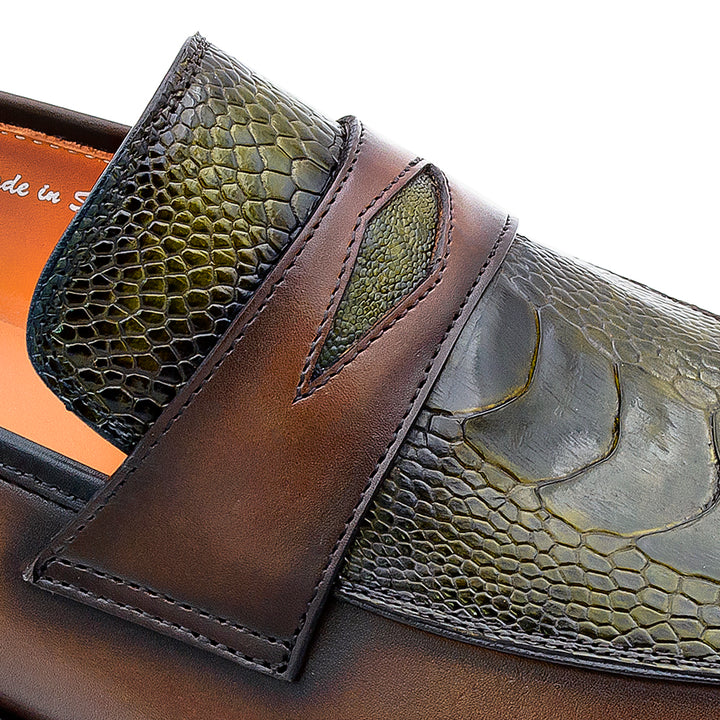 Calf/Ostrich Penny Loafer