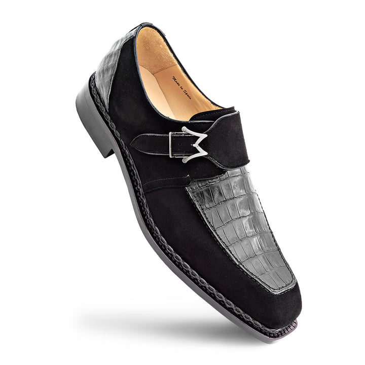 Suede/Crocodile Monk Strap