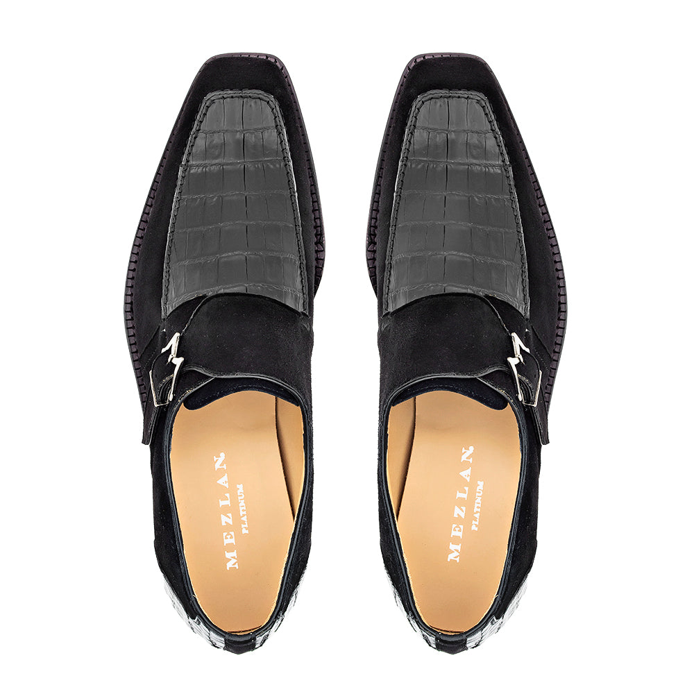 Suede/Crocodile Monk Strap