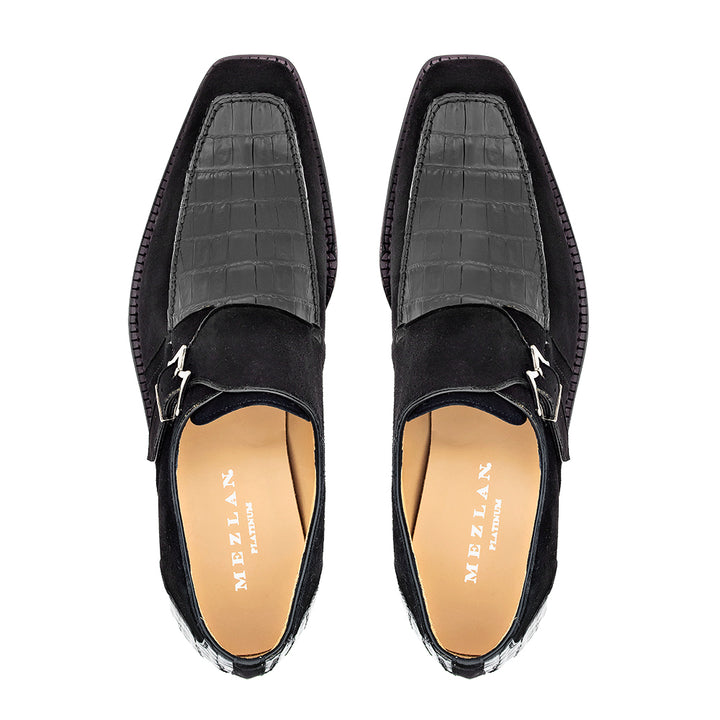 Suede/Crocodile Monk Strap