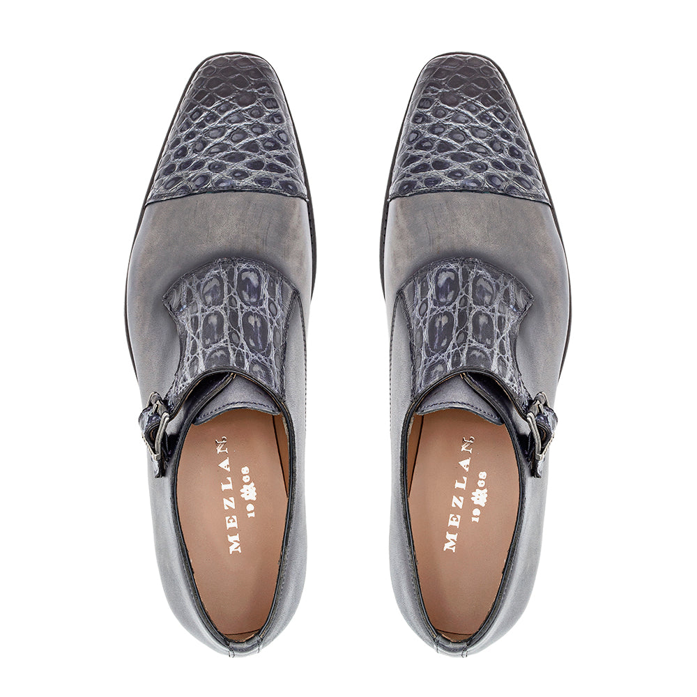 Croc/Calf Cap Toe Monk Strap
