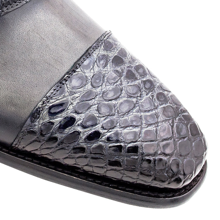 Croc/Calf Cap Toe Monk Strap