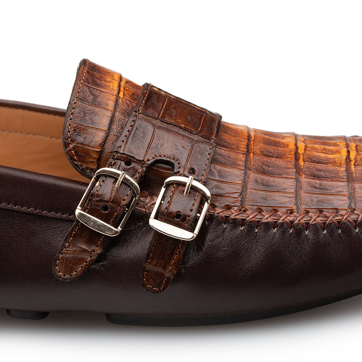 Crocodile/Calf Double Buckle Moc
