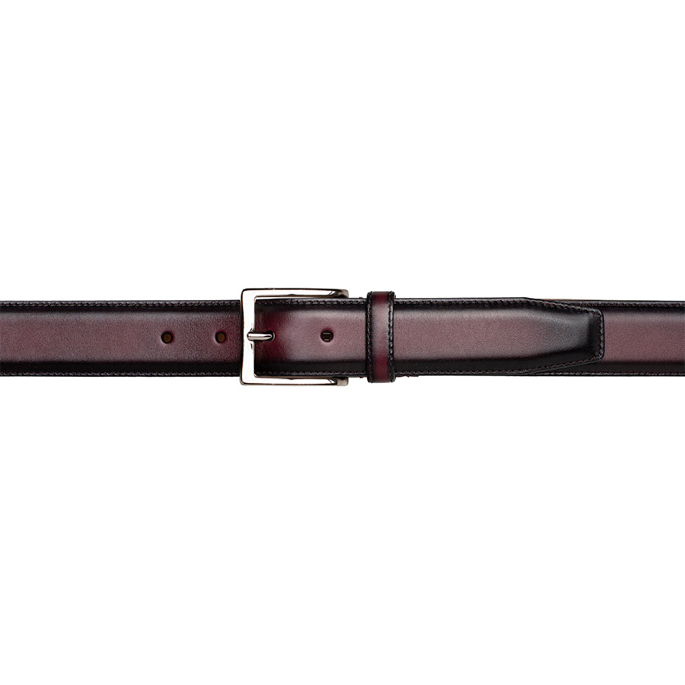 Mezlan Men’s White Deerskin Belt with Silver Buckle