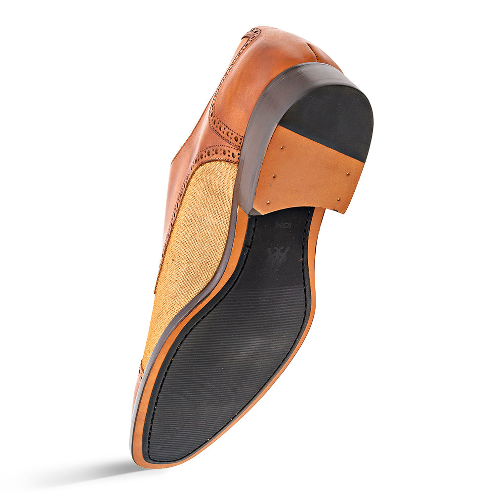 Calf/Linen Cap Toe Double Monk