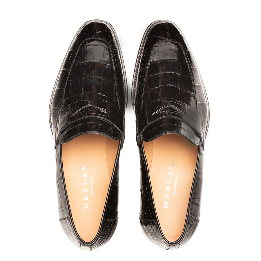 Brand: Mezlan Shoes For Men On Sale Mens Alligator Penny Loafer Black