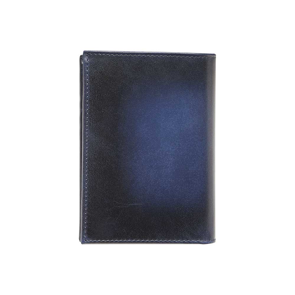 Blue Men's European Calfskin Leather Wallet - Bi-fold with Vintage Finish - Mezlan Wallets