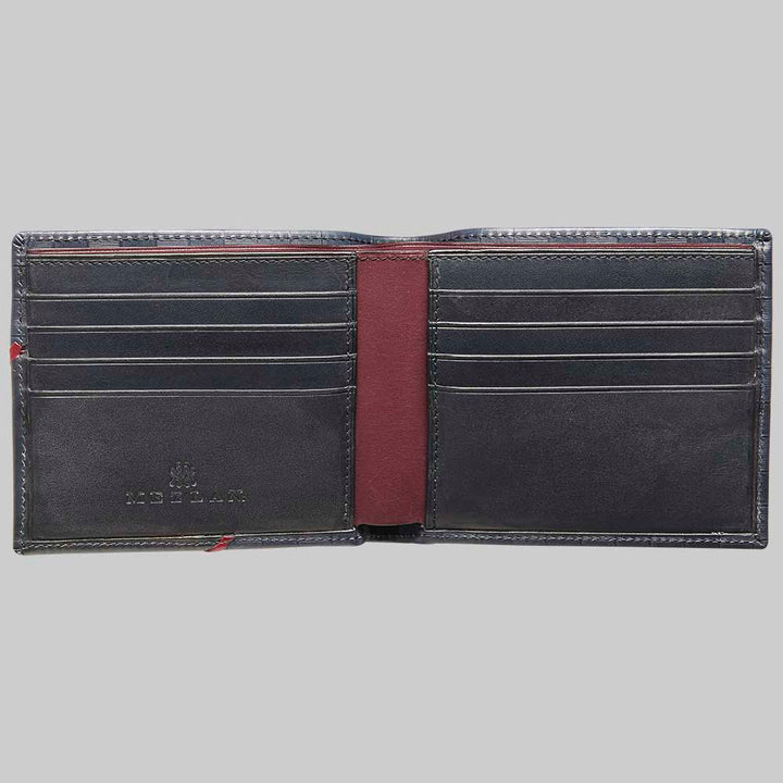 Black Men's Embossed Leather Bi-Fold Wallet - European Calfskin lg06 - Mezlan Wallets
