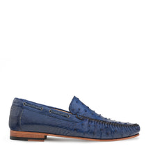 Load image into Gallery viewer, Mezlan Ostrich dress moccasin rx612 Shoes in Jeans
