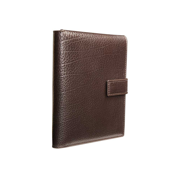Men's Calfskin Travel Wallet in Brown with Snap-Close Feature lg08 - Mezlan Wallets