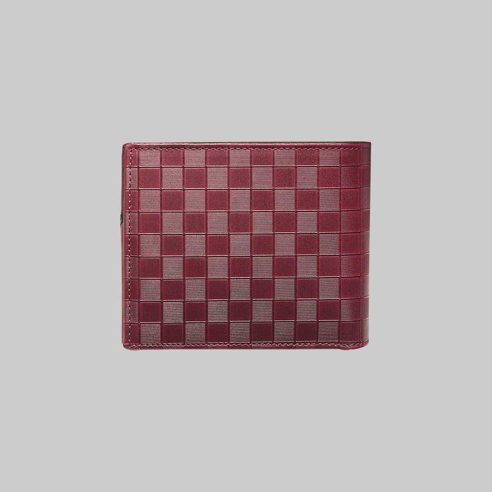 Burgundy Black Men's Embossed Leather Bi-Fold Wallet - European Calfskin lg06 - Mezlan Wallets