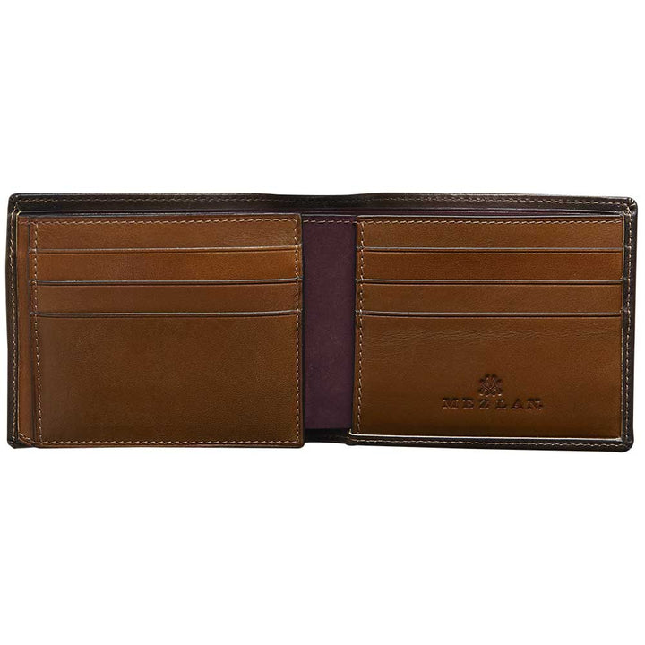 Honey Brown Tan Men's Leather Wallet - Tri-Fold Hand-Burnished European Calfskin - Mezlan Wallets