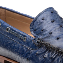 Load image into Gallery viewer, Mezlan Ostrich dress moccasin rx612 Shoes in Jeans
