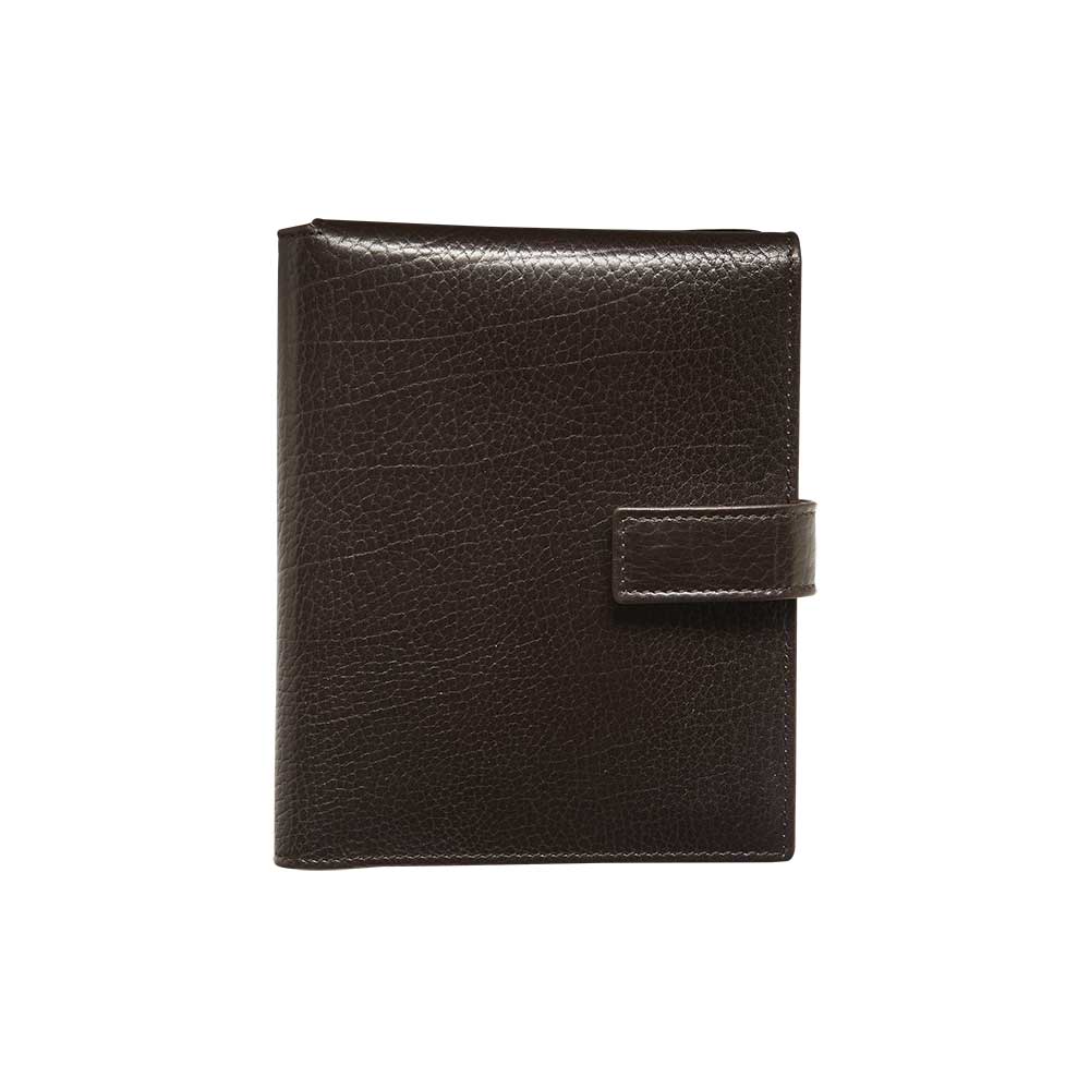 Men's Calfskin Travel Wallet in Brown with Snap-Close Feature lg08 - Mezlan Wallets