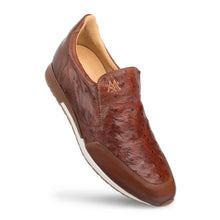 Load image into Gallery viewer, Mezlan Ostrich slip on sneaker ax812 Shoes in Cognac
