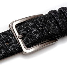 Load image into Gallery viewer, Men&#39;s Fashion Belt in Black with Laser-Printed Suede and Calf Trim - Mezlan Belts
