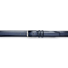 Load image into Gallery viewer, Men&#39;s Hi-Shine Cordovan Leather and Deerskin Belt in Blue - AO11113 - Mezlan Belts

