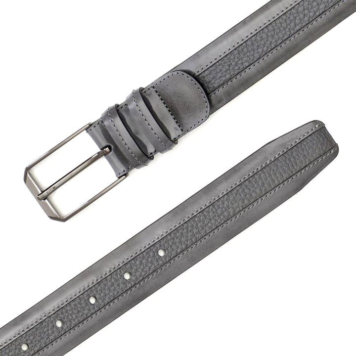 Men's Hi-Shine Cordovan Leather and Deerskin Belt in Grey - AO11113 - Mezlan Belts