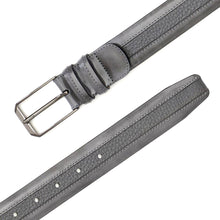 Load image into Gallery viewer, Men&#39;s Hi-Shine Cordovan Leather and Deerskin Belt in Grey - AO11113 - Mezlan Belts
