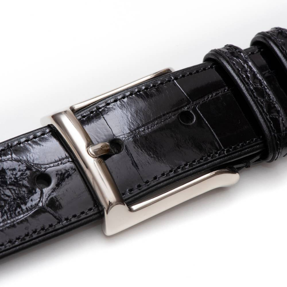 Black Men's Genuine Alligator Skin Belt - Mezlan Belts