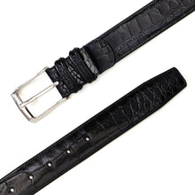 Load image into Gallery viewer, Black Men&#39;s Genuine Alligator Skin Belt - Mezlan Belts
